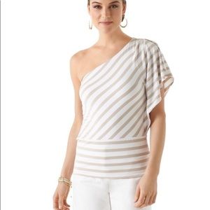 WHBM Off the shoulder flutter sleeve top